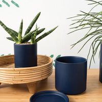 navy blue plant pots Avery Pot - Planter with Watering Saucer