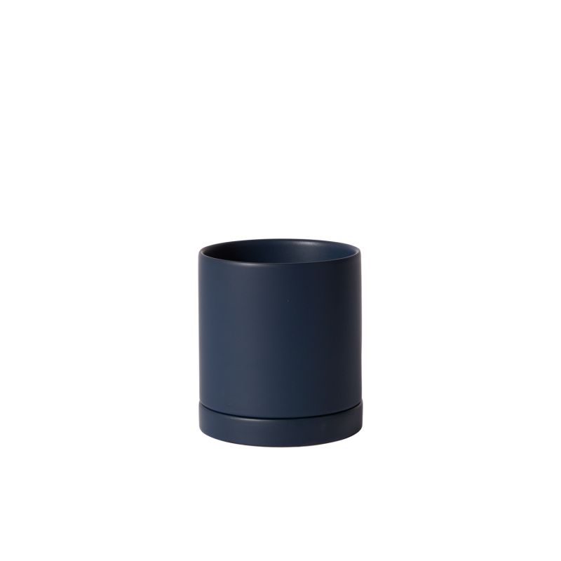 Avery Pot - Planter with Watering Saucer - Navy Blue -  Fits 4