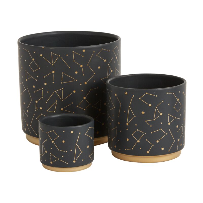 Celeste Midnight Constellation Ceramic Planter